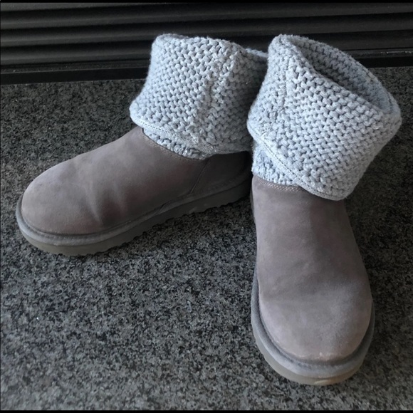 UGG Shaina Knit Suede Boot - Grey. - Picture 5 of 9